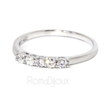 RMB|Argento 925 Rodiato : anello donna riviera con 5 zirconi bianchi da 2.0 mm