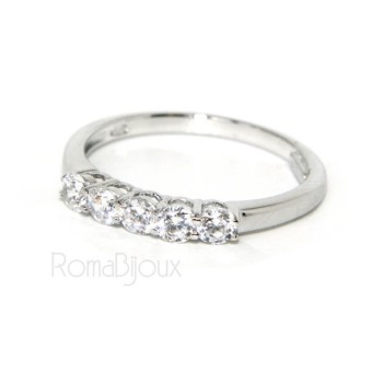 RMB|925 Rhodium: Riviera Women's Ring of 5 cubic zirconia 2.5 mm