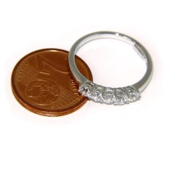 RMB|Argento 925 Rodiato : anello donna riviera di 5 zirconi bianchi da 2.5 mm