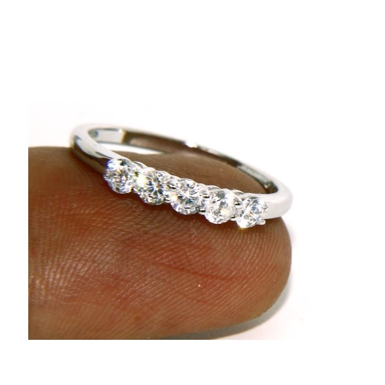 RMB|925 Rhodium: Riviera Women's Ring of 5 cubic zirconia 2.5 mm