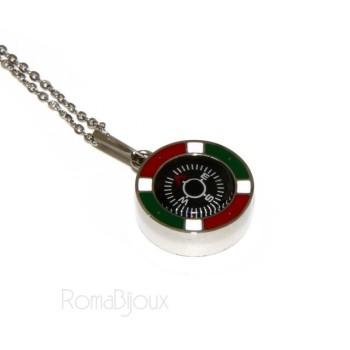 RMB|Steel: Exclusive necklace rolo 'man woman pendant Italian flag and compass