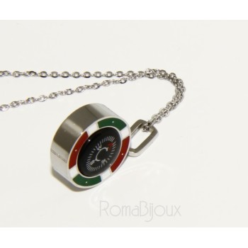 RMB|Steel: Exclusive necklace rolo 'man woman pendant Italian flag and compass