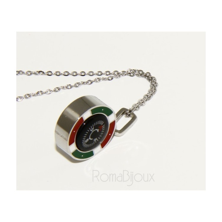 RMB|Steel: Exclusive necklace rolo 'man woman pendant Italian flag and compass