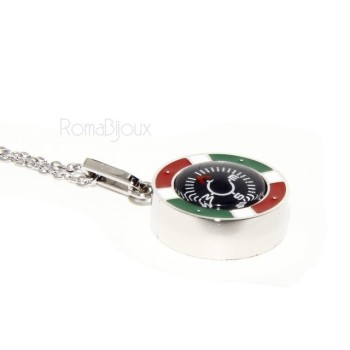 RMB|Steel: Exclusive necklace rolo 'man woman pendant Italian flag and compass