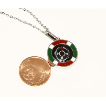 RMB|Steel: Exclusive necklace rolo 'man woman pendant Italian flag and compass