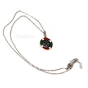 RMB|Steel: Exclusive necklace rolo 'man woman pendant Italian flag and compass