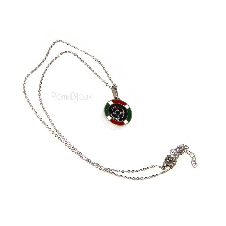 RMB|Steel: Exclusive necklace rolo 'man woman pendant Italian flag and compass