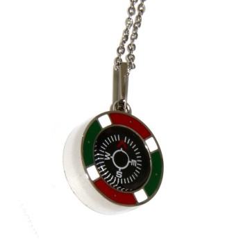 RMB|Necklace with compass and Italian flag in steel for men