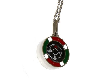 RMB|Necklace with compass and Italian flag in steel for men