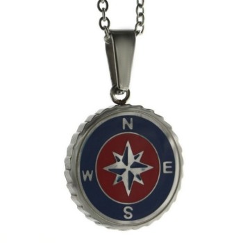 RMB|Steel: forzatina necklace with  round pendant windrose red blue enamelled