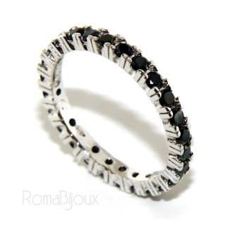 RMB|925 Rhodium: Eternity Infinity faith all around brilliant black cubic zirconia 2.5 mm for men or women