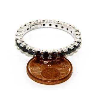 RMB|925 Rhodium: Eternity Infinity faith all around brilliant black cubic zirconia 2.5 mm for men or women