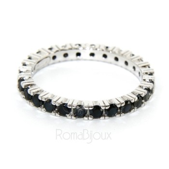 RMB|925 Rhodium: Eternity Infinity faith all around brilliant black cubic zirconia 2.5 mm for men or women