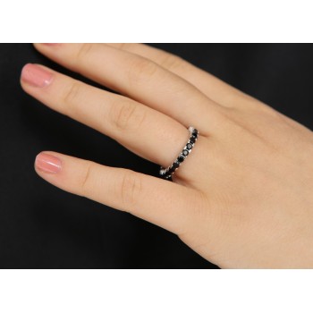 RMB|anello argento 925 eternity zirconi neri 2,5 mm per uomo e donna  NALBORI originale