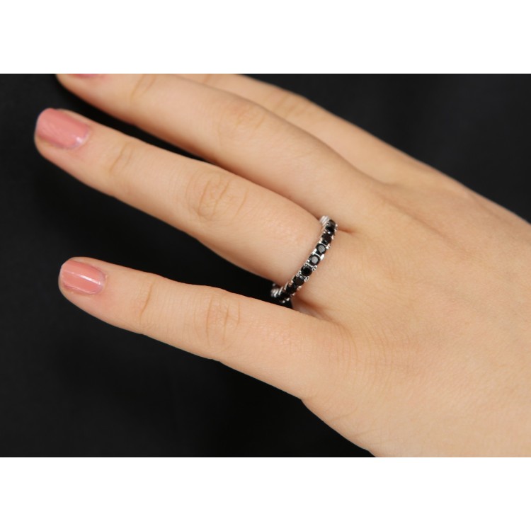 RMB|anello argento 925 eternity zirconi neri 2,5 mm per uomo e donna  NALBORI originale
