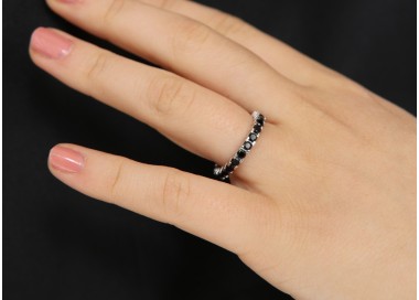 RMB|anello argento 925 eternity zirconi neri 2,5 mm per uomo e donna  NALBORI originale