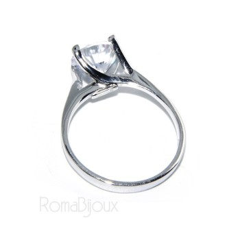 RMB|Argento 925 Rodiato : anello Solitario da donna con zircone da 8 mm 2ct taglio brillante