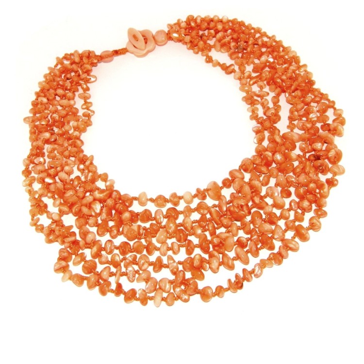 RMB|Necklace by Donna Collier Cleopatra 8 orange natural orange pearl strands