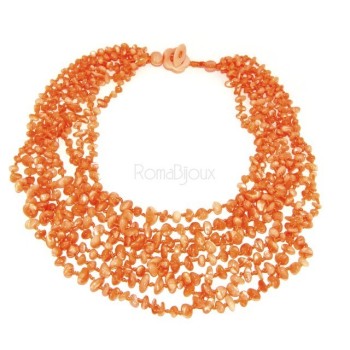 RMB|Necklace by Donna Collier Cleopatra 8 orange natural orange pearl strands