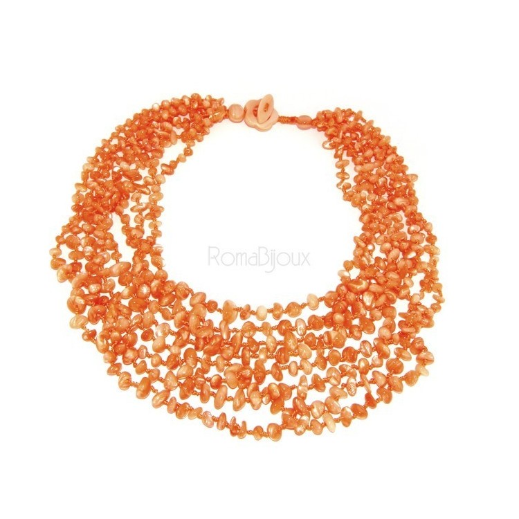 RMB|Necklace by Donna Collier Cleopatra 8 orange natural orange pearl strands