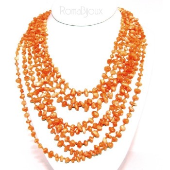 RMB|Necklace by Donna Collier Cleopatra 8 orange natural orange pearl strands