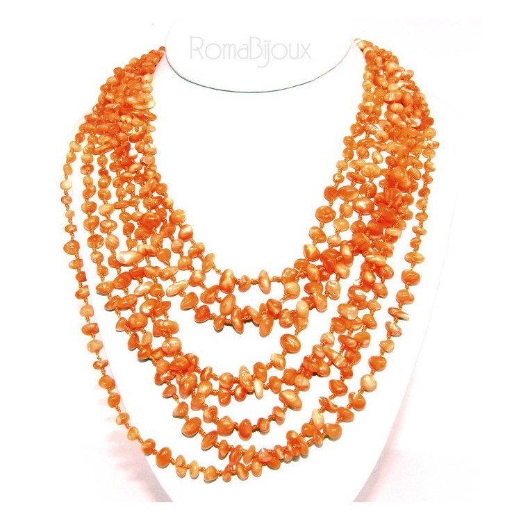 RMB|Necklace by Donna Collier Cleopatra 8 orange natural orange pearl strands