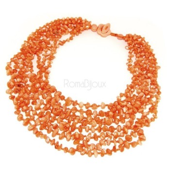 RMB|Necklace by Donna Collier Cleopatra 8 orange natural orange pearl strands
