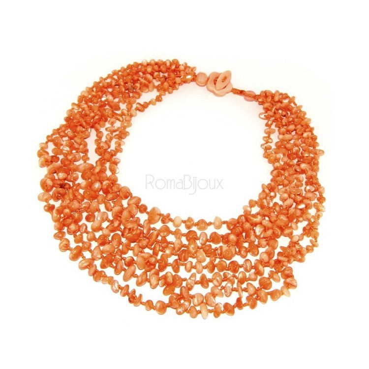 RMB|Collana da Donna collier cleopatra 8 fili madreperla naturale arancio arancione