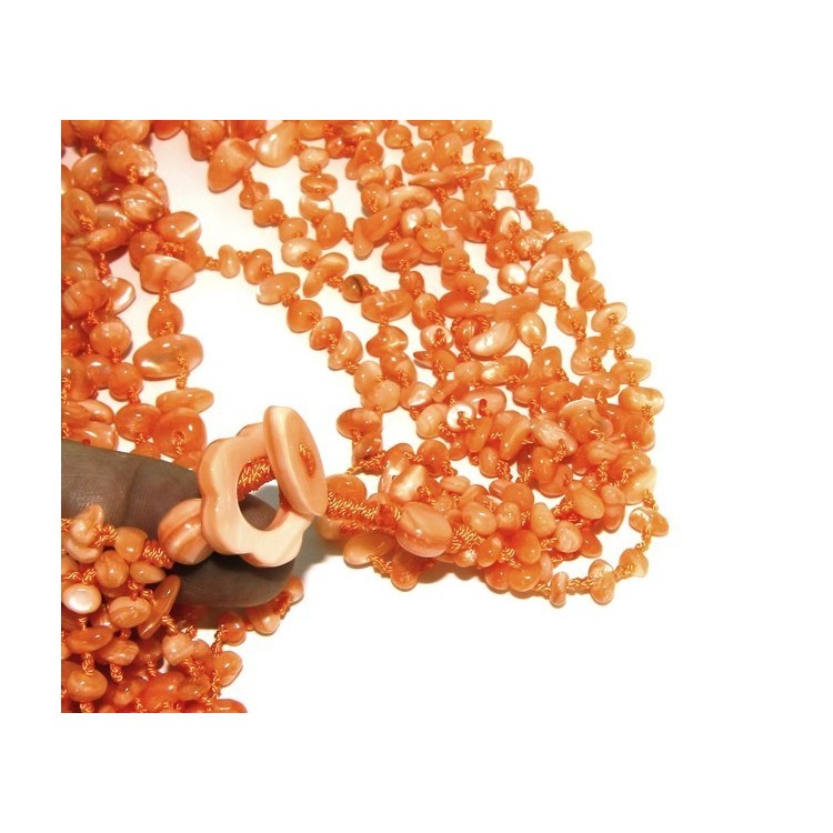 RMB|Necklace by Donna Collier Cleopatra 8 orange natural orange pearl strands