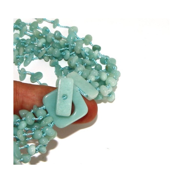 RMB|Collana da Donna collier sciarpina ciuffo amazzonite naturale colore verde acqua