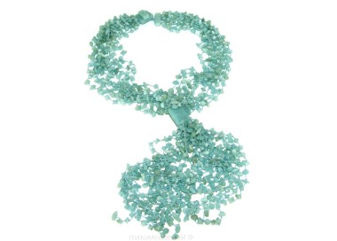 RMB|Collana amazzonite naturale colore verde acqua ciuffo sciarpina