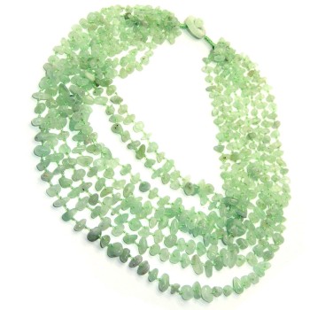 RMB|Cleopatra necklace 8 strands light green chalcedony stones multi-strand collier