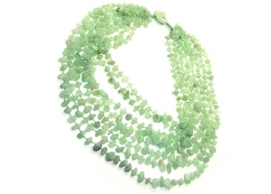 RMB|Cleopatra necklace 8 strands light green chalcedony stones multi-strand collier