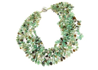 RMB|Women's necklace collier cleopatra 8 strands natural green chrysoprase