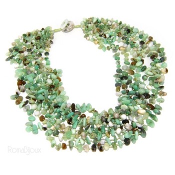 RMB|Necklace by Donna Collier Cleopatra 8 wires natural green chrysoprase