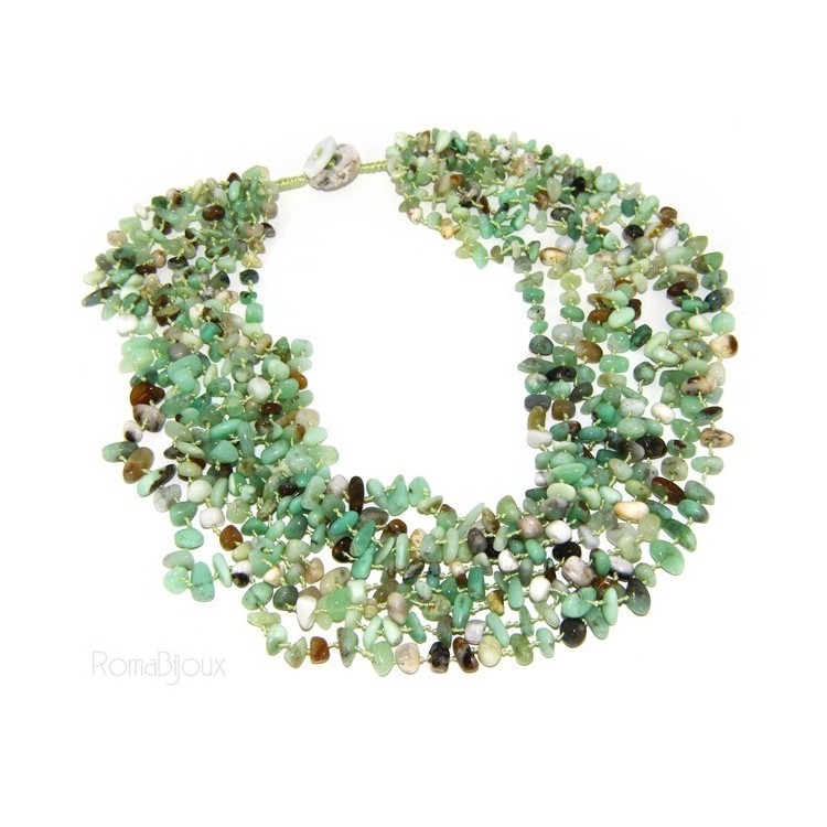 RMB|Necklace by Donna Collier Cleopatra 8 wires natural green chrysoprase