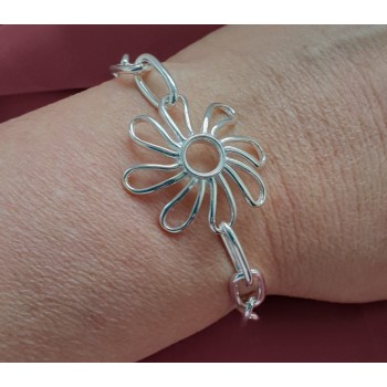 RMB|nalbori Bracciale donna argento 925 con Fiore Margherita centrale 17 cm