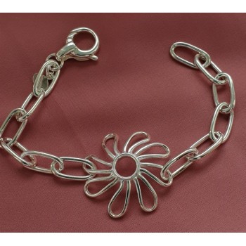 RMB|Bracciale donna argento 925 con Fiore Margherita centrale 17 cm nalbori