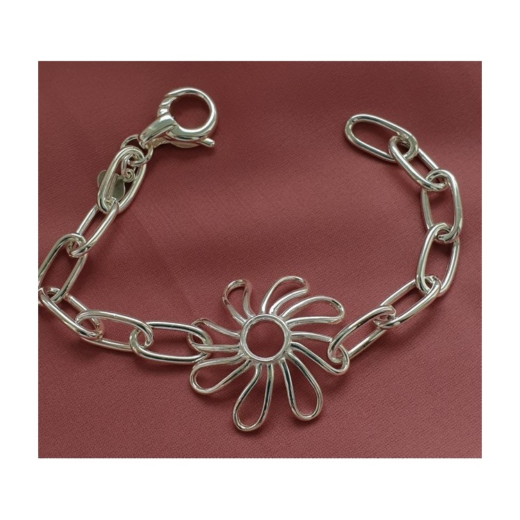 RMB|925: woman bracelet chain with Daisy Flower central 17 cm