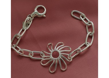 RMB|925: woman bracelet chain with Daisy Flower central 17 cm