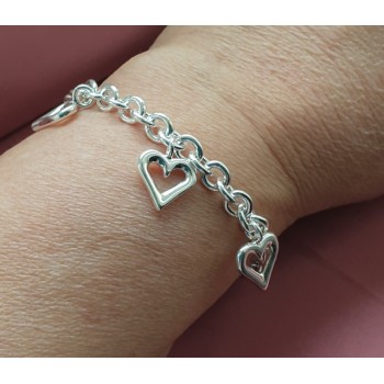 RMB|925: rolo chain bracelet woman 'with open heart pendants 17,00