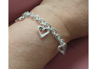 RMB|925: rolo chain bracelet woman 'with open heart pendants 17,00