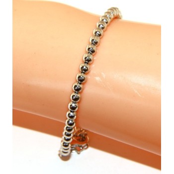 RMB|ARGENTO 925 : Bracciale uomo donna palline 4 mm lung 15.00 19.00 cm