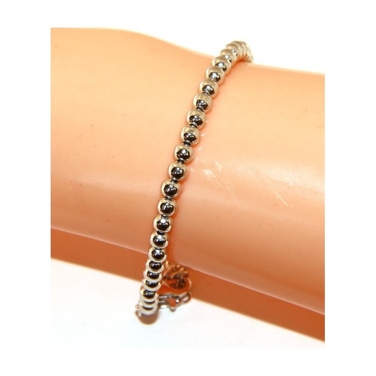 RMB|ARGENTO 925 : Bracciale uomo donna palline 4 mm lung 15.00 19.00 cm
