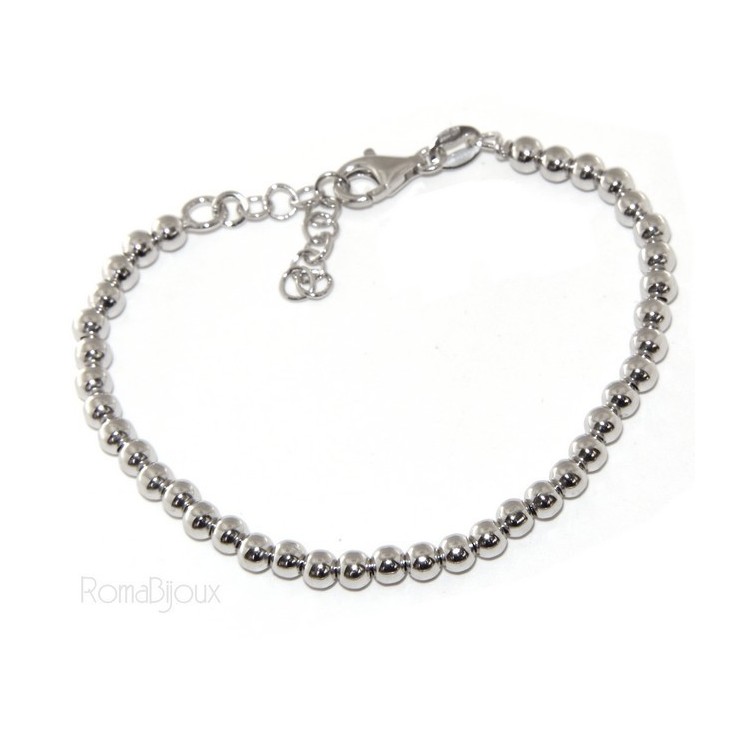 RMB|ARGENTO 925 : Bracciale uomo donna palline 4 mm lung 15.00 19.00 cm