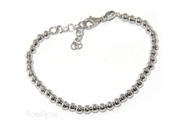 RMB|ARGENTO 925 : Bracciale uomo donna palline 4 mm lung 15.00 19.00 cm