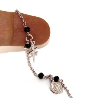 RMB|Rosary bracelet man woman 925 black crystal cross pendants miraculous Madonna cm 16,50 19,00