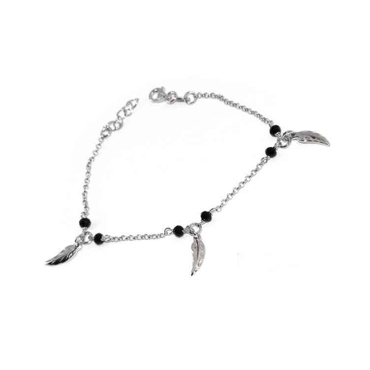 RMB|Bracelet rosary woman working in 925 black crystal pendants leaves