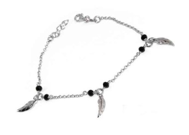 RMB|Bracelet rosary woman working in 925 black crystal pendants leaves
