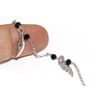 RMB|Bracelet rosary woman working in 925 black crystal pendants leaves